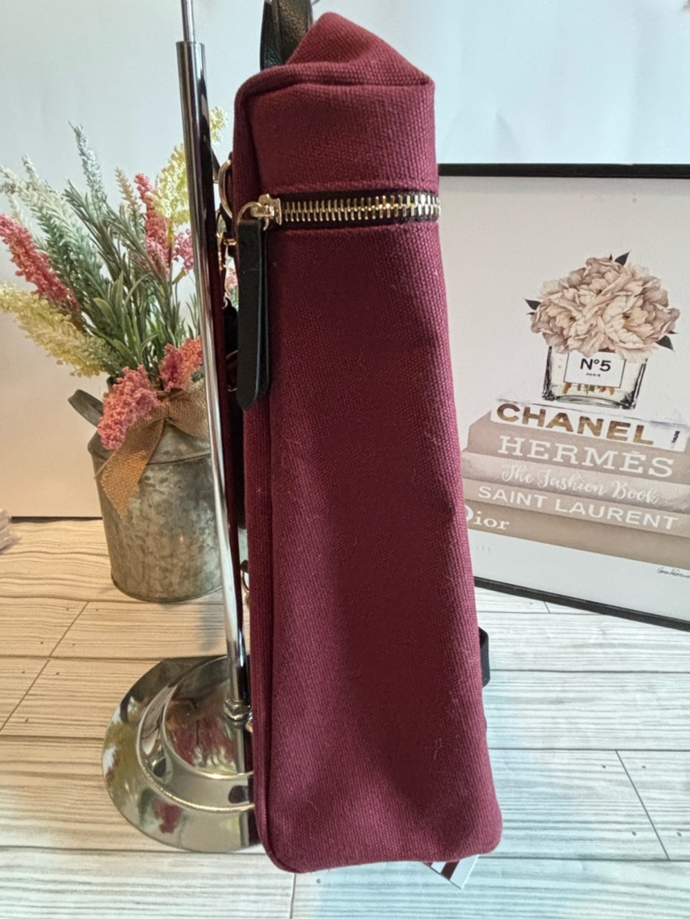 Henri Bendel Maroon Canvas Backpack with Black Accent - Women Bags - Picture 5 of 7